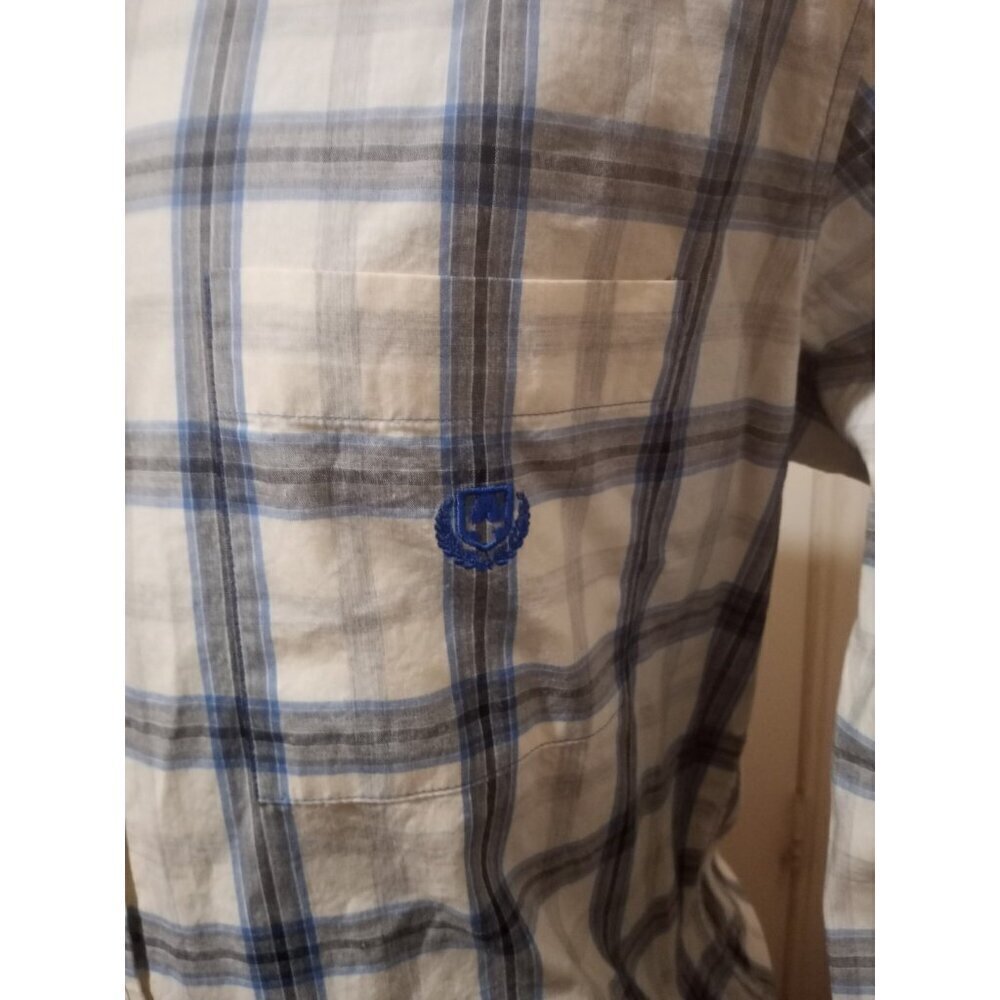 New Perry Ellis America men's long sleeve button White Blue Shirt Medium M NWT - Picture 5 of 12